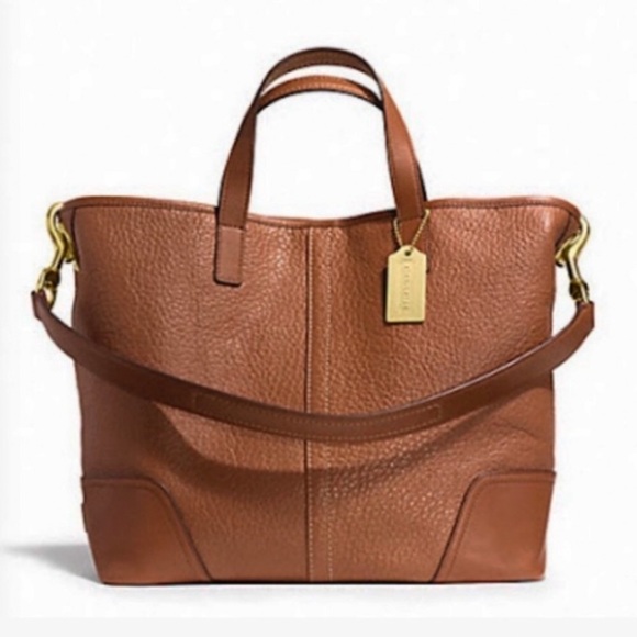 Coach Handbags - Coach Factory Hadley Luxe Grain Duffle Leather Camel Shoulder Zip Crossbody Bag